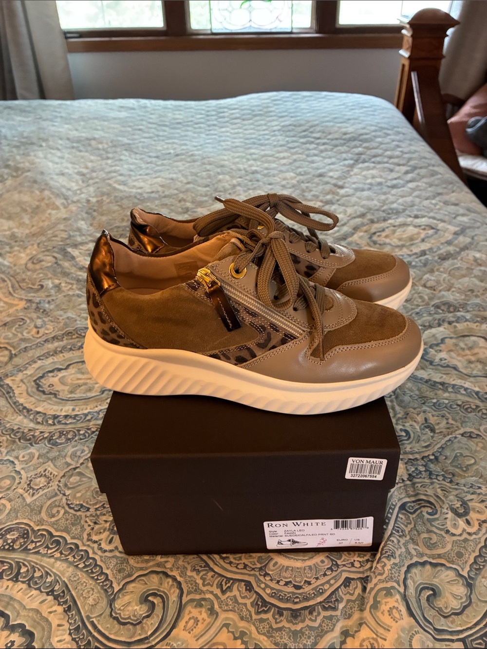 Ron White fawn leopard  Leo sneakers
